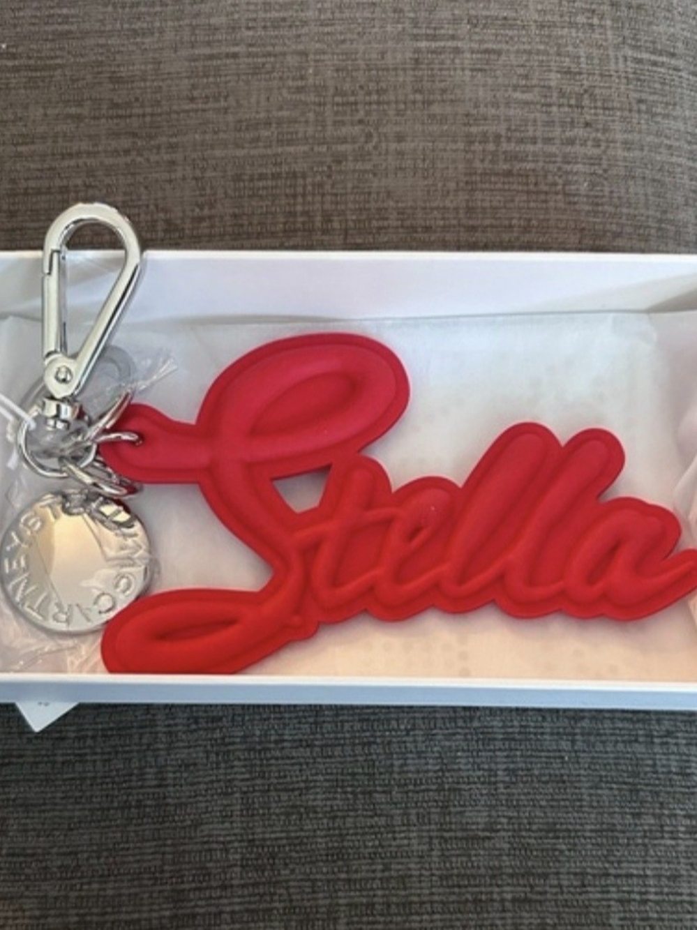 NWT Stella McCartney ×H&M  Red Script Silicone Key Charm